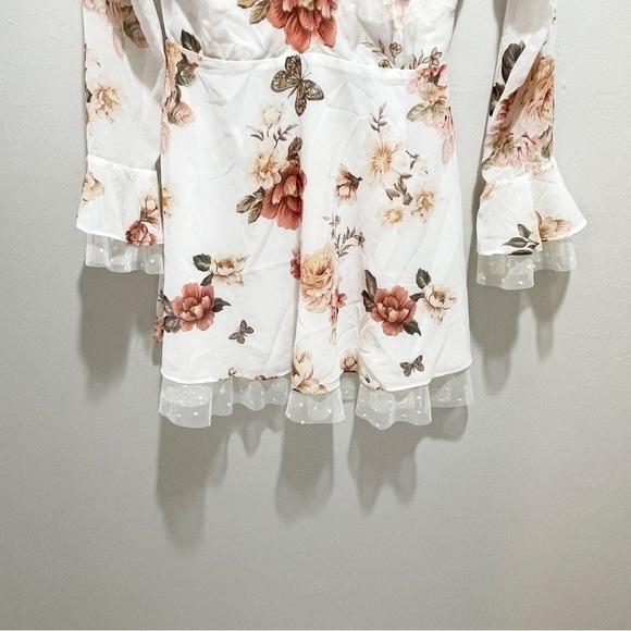 MAJORELLE REVOLVE Women’s SCOUT Bell Sleeve Dress WHITE ZINNIA Tulle Details S - Picture 4 of 7